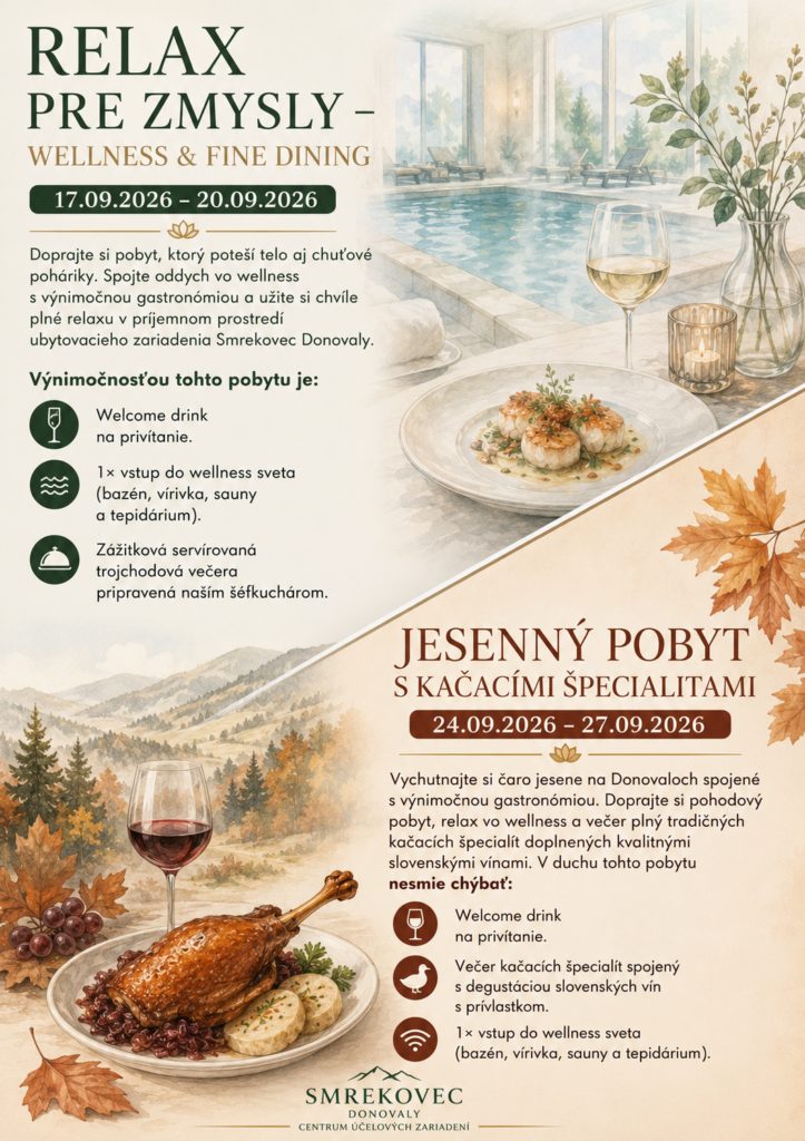 Ponuka jesenných pobytov v zariadení Smrekovec Donovaly.